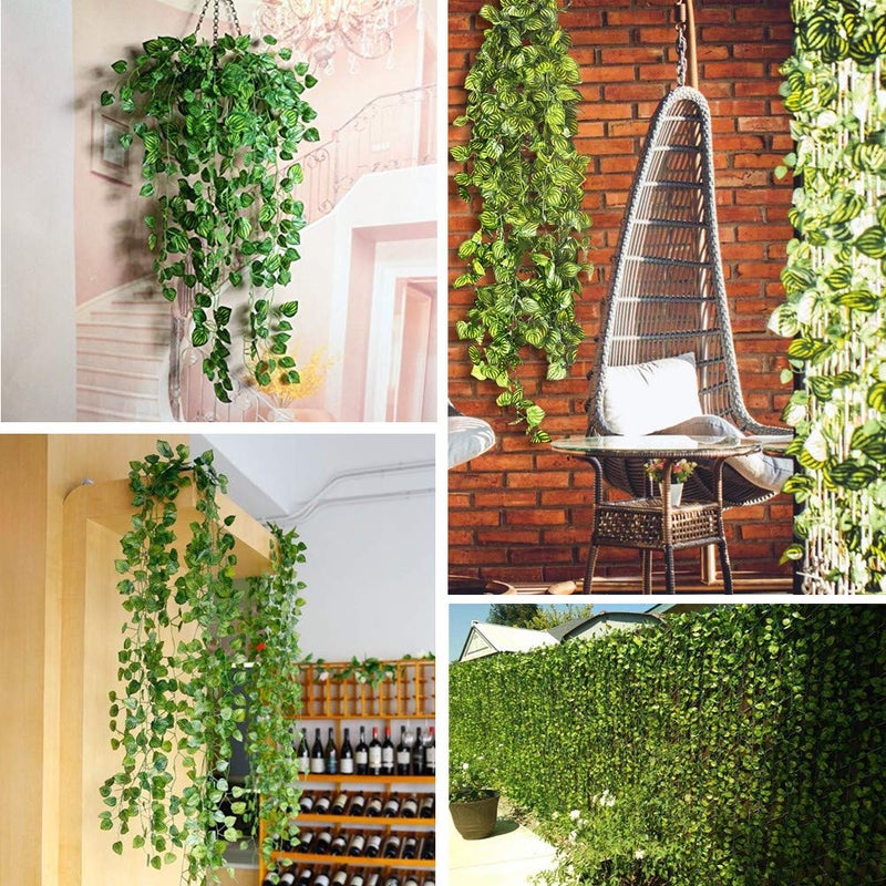 ZWYOQI 168 feet Artificial Vines Greenery Garland Fake Hanging Leaves Faux Foliage Plants for Wedding Party Garden Home Kitchen Office Wall Decorations (Watermelon/24 Strands) - Image 5